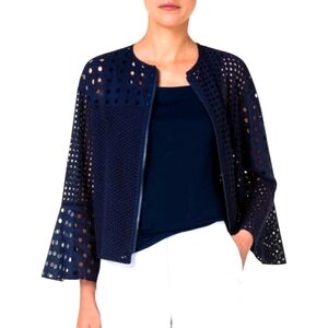 NWOT A-K-R-I-S- punto Navy eyelet jacket Size 10